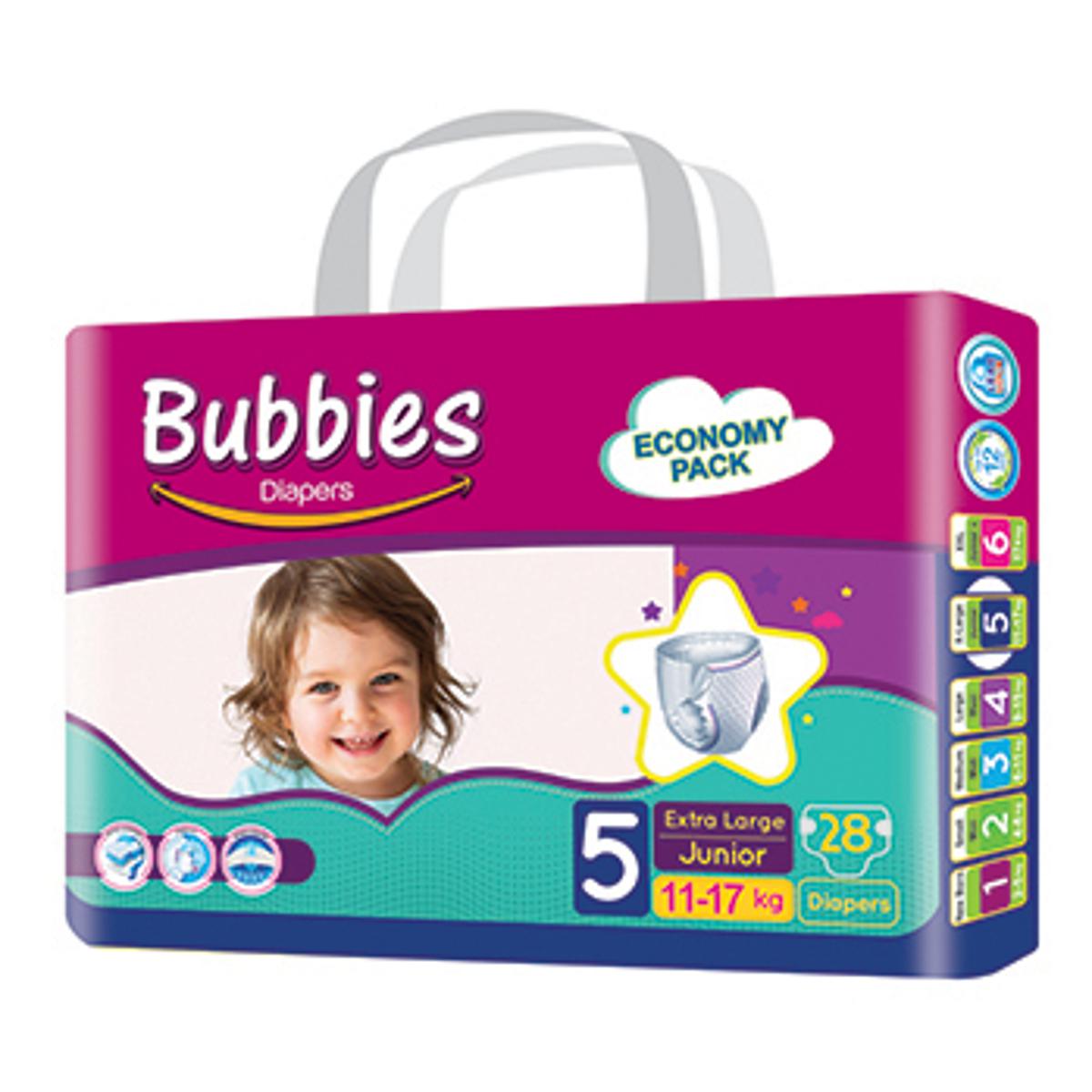 BUBBIES DIAPERS EXTRA LARGE 28'S