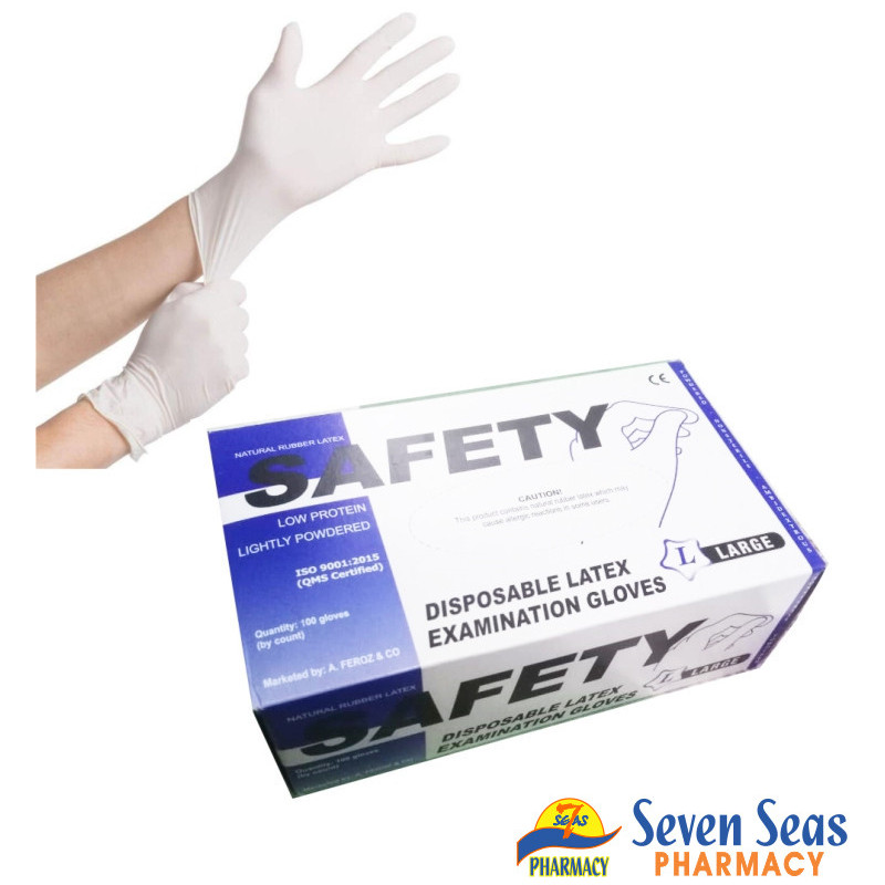 LATEX EXAMINATION GLOVES L 1X100'S