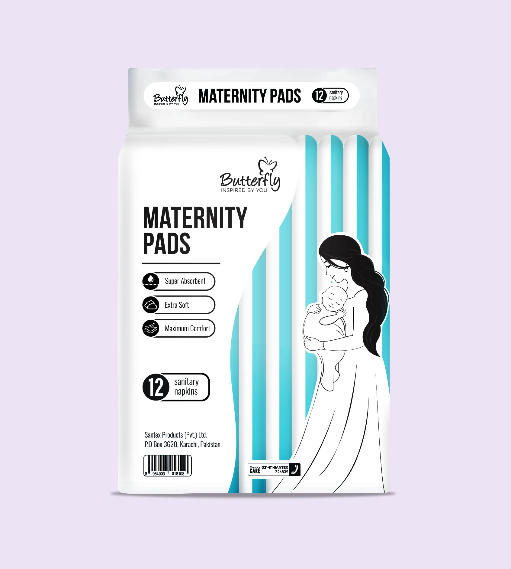BUTTERFLY MATERNITY PADS 12s 